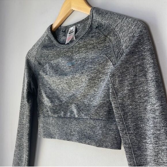 Gymshark Dry Flex Crop Top Gray Logo Gym Shirt - Picture 4 of 7